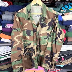 US Military Woodland Camo BDU Combat Jacket Medium Regular Edcar Industries